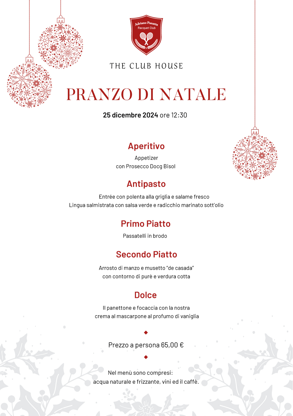 menù pranzo natale treviso ristorante club house